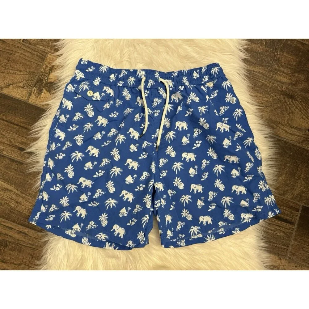Polo Ralph Lauren‎ Size Large Vacation Theme Swimsuit Trunks Elephant Pineapple